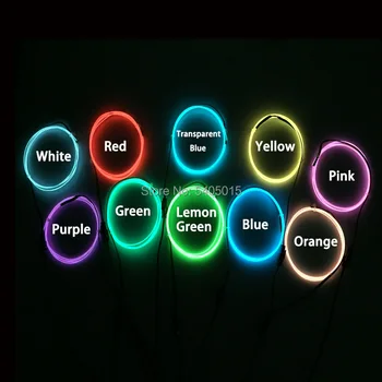 1 Adet 2 Metre DC3V 10 renk 1.3 mm Elektrominesans tel lambası Esnek EL Tel Neon parlayan ışık Tatil DIY Dekor