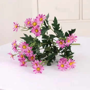 1 adet Papatya yapay çiçekler düğün buketi Parti DIY Gelin İpek Sahte çiçek dekorasyonu