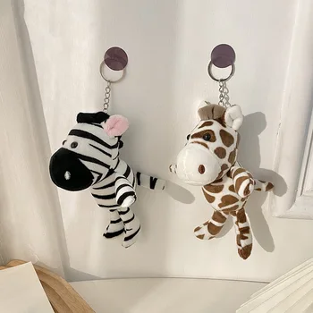 1 adet Peluş Zebra Anahtarlık Karikatür Sevimli Bebek Çocuk Schoolbag Kız Sırt Çantası Kawaii Süsler Araba Anahtarı Kolye Bebek Uyku Yastık