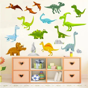 1 ADET Çıkarılabilir Yeni Karikatür Renk Dinozor duvar çıkartmaları Boys İçin çocuk Odası Oturma Odası Yatak Odası çocuk Dekorasyon Boyama