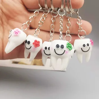 10 adet Karikatür Diş Simülasyon Diş Anahtarlık Anahtarlık Asmak Diş Şekli Sevimli Diş Kliniği Hediye Kolye Anahtarlık Diş Hekimi Hediye