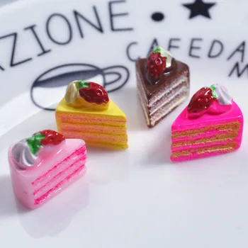 10 adet mix renk Çilek kek dıy zanaat üçgen krem aşağıdaki malzemeler Japon gıda oyun aksesuarları