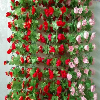 10 adet yapay çiçek Yaprak Asma Garland Asılı Rattan Dize Parti Dekorasyon Cadılar Bayramı Ev Festivali