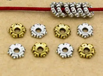 100 adet / grup 6mm İçi Boş Çiçek Metal Telkari Gevşek ara boncuk Kapaklar Koni Ucu Telkari Dıy Takı Bulma Bulma Malzemeleri