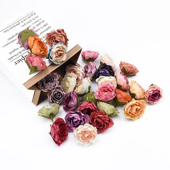 100 adet İpek güller kafa düğün gelin aksesuarları gümrükleme yılbaşı dekoru ev karalama defteri dıy hediye kutusu yapay çiçekler