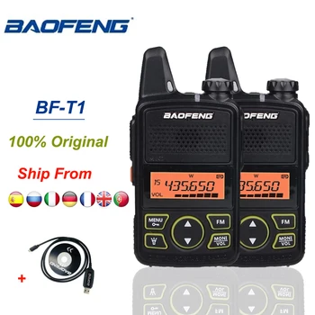 2 adet Baofeng BF-T1 Mını Çocuklar Walkie Talkie UHF Taşınabilir İki Yönlü Radyo FM Fonksiyonu Amatör BF T1 Amatör Radyo USB Şarj HF Telsiz
