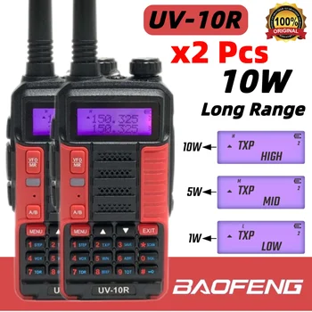 2 Adet BaoFeng UV-10R Yüksek Güç 10W Walkie Talkie el telsizi Çift Bant UHF VHF CB Ham Radyo Uzun Menzilli İki Yönlü Telsiz