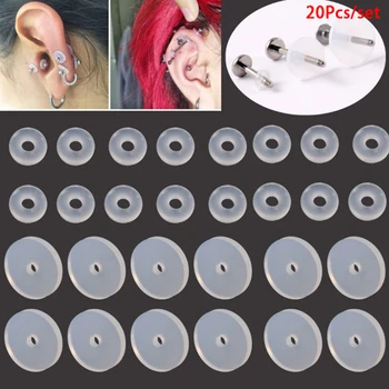 20 adet Piercing Şifa Silikon Diskler Yumuşak Anti Hiperplazi Anti-sarkma Sabit Yüzükler Burun Kulak Kıkırdak Conta Paspayı Vücut