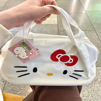 2022 Yeni Sanrio Hellokittys Karikatür Tuval omuzdan askili çanta Tote Çanta Kawaii Anime Büyük Kapasiteli El alışveriş çantası Hediyeler için
