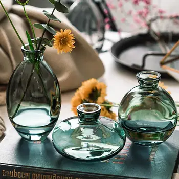 3 Adet Klasik Mini Vazolar İskandinav Yaratıcı Cam Şeffaf modern ev dekorasyonu Oturma Odası Hidroponik Kurutulmuş Çiçek Vazo