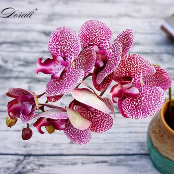 3D Yapay Kelebek Orkide Sahte Güve flor Orkide Çiçek Ev Düğün DIY Dekorasyon için Gerçek Dokunmatik Ev Dekor Flore