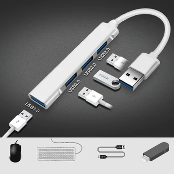 4 Port USB 3.0 Hub Uzatma Ultra İnce Taşınabilir Bir Dört USB Yerleştirme İstasyonu Splitter Yüksek Hızlı İletim Hub GK99