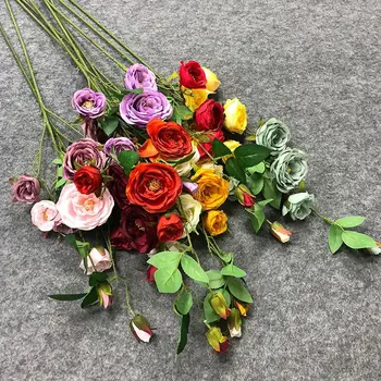 5 Kafaları Güller Düğün Arka Plan Gül çiçek dekorasyonu Simülasyon Çiçek Masa Dekorasyon Dış Ticaret Fotoğraf ipek çiçek