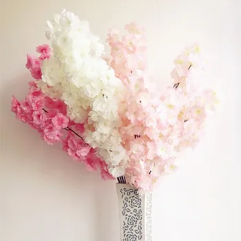 6 adet Sahte Kiraz Çiçeği Çiçek Şube İpek Sakura Ağacı Kök Düğün Olay Ağacı Deco Yapay Dekoratif Çiçekler