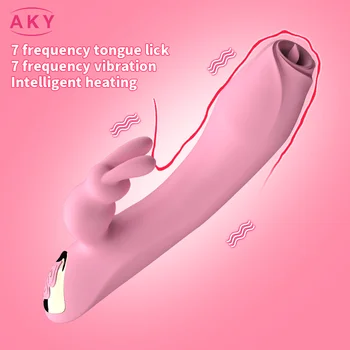 7 Hızları Teleskopik ısıtma Emme klitoris G-spot yapay Penis yalama Değnek vibratörler Kadınlar için mastürbasyon için seks oyuncakları Yetişkinler için 18