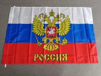 90x150 cm yükselen ileri rus bayrağı ile ulusal emble kartal