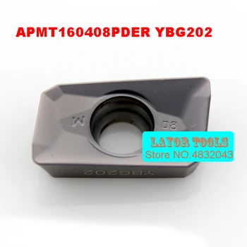 APMT160408PDER YBG202 10 adet / grup Çimentolu Karbür Kesme aletleri Freze apmt 160408 pder