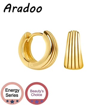 ARADOO S925 Gümüş 18k Altın kaplama Basit Geometrik Küpe Lüks Fransız Basit ve Çok Yönlü High-end Küpe