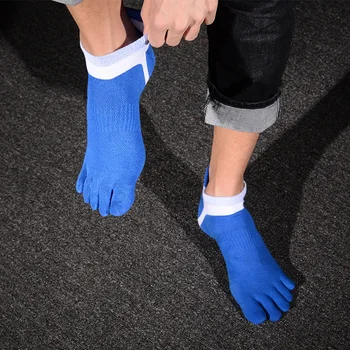 Ayak Çorap Erkekler Beş Parmak Çorap Nefes Pamuk Bisiklet Çorap Spor Koşu Siyah Beyaz Gri Calcetines Mutlu Çorap Meias