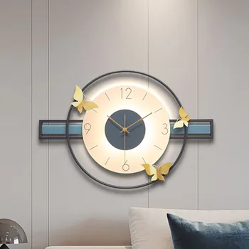 Aydınlık Led Büyük duvar saati Dekoratif Sıradışı Metal Yaratıcı Asılı duvar saati Oturma Odası Modelleri Reloj De Pared Ev Dekor