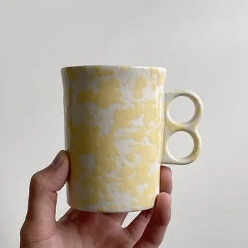 Benzersiz Seramik Kupa Baskı Sevimli Kahve Ofis Süt Yaratıcı Kullanımlık Kahvaltı El Yapımı Kupalar Etiyopya Kahve fincan seti Saba Kısa