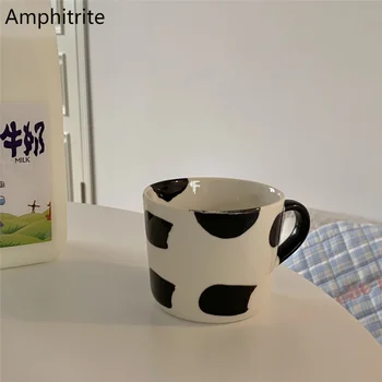 Beyaz İnek Seramik Kahve Kahvaltı İçecek Süt Çay Oturma Odası Fincan Çift Hediyeler Güzel Yaratıcı kulplu fincan Ev Dekorasyon