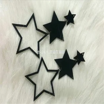 Büyük siyah yıldız küpe dangle Hollow Akrilik uzun yıldız küpe takı Kadınlar İçin Punk Kulübü Takı Aksesuarları eh033