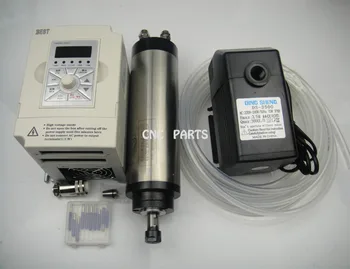 CNC freze mili ER11 0.8 KW su soğutma mili + su pompası + 1.5 kw invertör + cnc gravür alet uçları