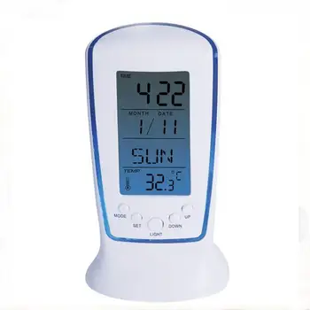 Dijital Takvim Sıcaklık LED dijital alarmlı saat Saat Mavi arka ışık ile Elektronik Takvim Termometre Led Saat Zaman