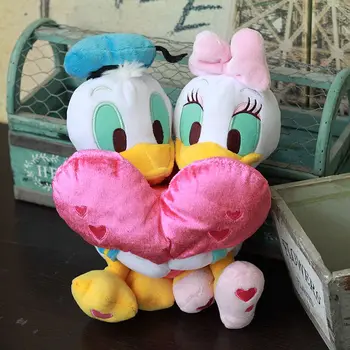 Disney Donald Ördek ve Papatya Ördek Sarılmak Kırmızı Kalp peluş oyuncak Dolması Bebekler 30cm Güzel sevgililer Günü Hediyesi