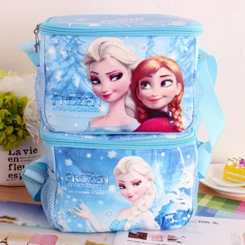 Disney Dondurulmuş Karikatür çocuk Elsa Öğrenci termos Çanta Kutusu Omuz Messenger Piknik çantası Paketi Öğle yemeği için bento saklama kutusu çocuk