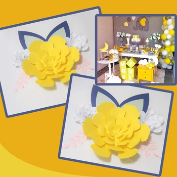 DIY Büyük Dev Kağıt gül Fleurs Arka Planında 3 adet+ 2 Yaprak+ 2 Kulaklar Düğün Süslemeleri Kreş Çocuk Doğum Günü Video