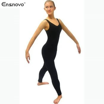 Ensnovo Naylon Spandex Kadın Bale Jimnastik Unitard Ikinci Cilt Sıkı Giyim Tayt Tank Top Backless Kostümleri