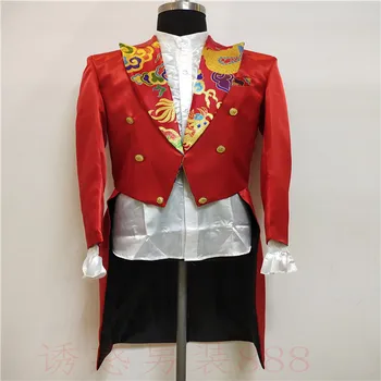 Erkek Kraliyet Takım Elbise Kırmızı Sihirli Elbise Erkek Şarkıcı Kıyafet Gösterisi Sahne Performansı Giyim Kostüm