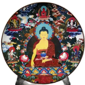 Erken koleksiyonu altın boyalı ve pastel Buda desen takdir plaka Thangka ev şehir oturma odası el boyalı Buda