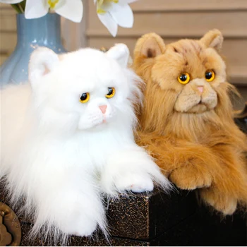 Fancytrader Pop Peluş Simülasyon Kedi Oyuncak Gerçekçi Güzel Gerçekçi Evcil Kedi Bebek Dekorasyon Çocuklar için Hediye 35 cm 2 Renkler