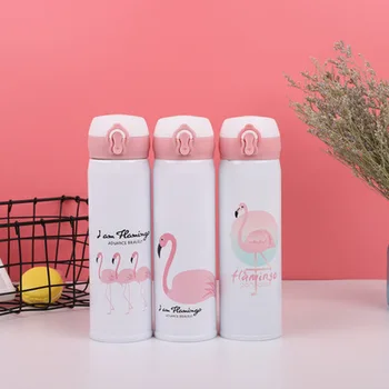 Flamingo Seyahat Kupalar Kahve Çay Vakum yalıtımlı termos kupa içme şişesi Thermocup Araba Termos Taşınabilir Öğrenci Yalıtım