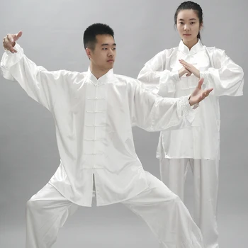 Geleneksel Rayon Kung Fu Üniforma Sahne Uzun Kollu Wushu Egzersiz Kıyafetleri Güney Kore Dövüş sanatları Kostüm Tai Chi Giyim