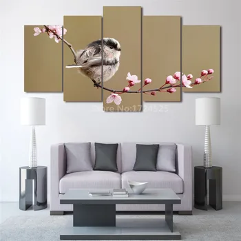HD Baskılı Kuşlar Şeftali Boyama Tuval Odası Dekorasyon Baskı Posteri resim tuvali Boyama Oturma Odası Çerçevesiz Için