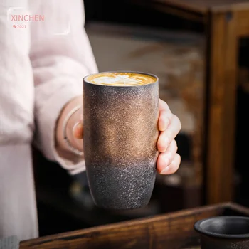 Japon Retro Seramik Kahve Fincanı Latte Yaldızlı Kupa Yaratıcı Ev Hediye Klasik Tat Moda Kupalar Kahve Fincanları Kolu Olmadan