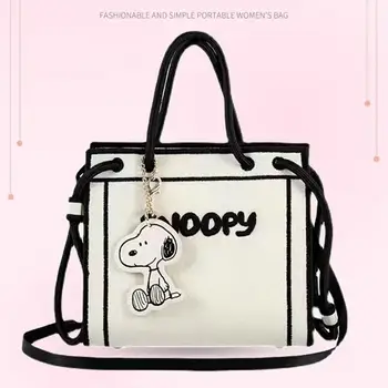 Kawaii Snoopy Tote Çanta Ins Sonbahar Karikatür Basit Öğrenci omuzdan askili çanta Sevimli Kız alışveriş çantası Kız Arkadaşı Hediye