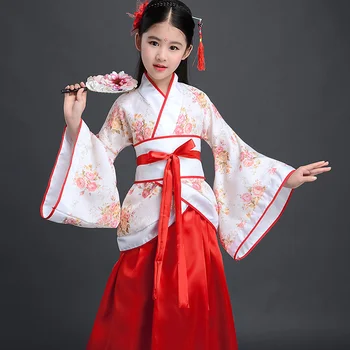 Kostüm Kız Çocuk Kimono Geleneksel Vintage Etnik Fan Öğrencileri Koro dans kostümü Japon Yukata Kimono Tarzı