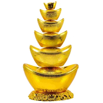 Külçe Altın Süs Zanaat Yuan Bao Dekor Heykelcik Heykeli Altın Çin Süsleme Sahne El Sanatları Şanslı Para Servet Shui Japon