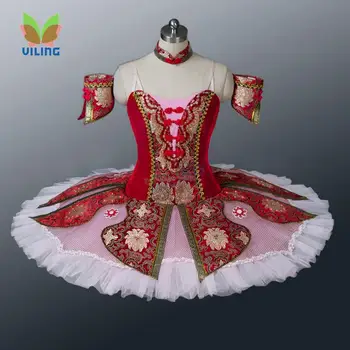 Kırmızı Dans Balerin bale elbise Klasik profesyonel bale tutuş Yetişkin Profesyonel gözleme tutu
