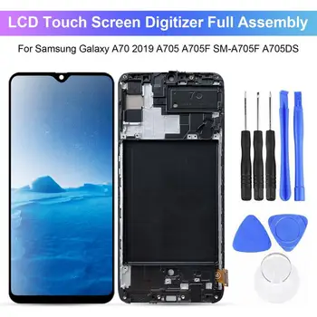 LCD ekran Orijinal AMOLED LCD dokunmatik ekran sayısallaştırıcı yedek parçaları Samsung Galaxy A70 2019 A705 A705F SM-A705F A705DS
