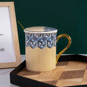 Lüks Asil Tasarım Mozaik Kahve Kupalar Nordic Ins Sıcak Altın Boyama Seramik Su Bardak 350 ml