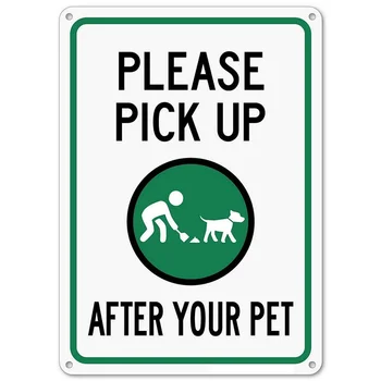 Lütfen Evcil Hayvan İşaretinizden Sonra Alın Köpek Kakası Yok İşareti Açık Pas Ücretsiz Metal İşareti 8x12 inç Retro ve Nostaljik