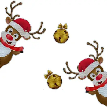 Manyetik Noel Sticker Araba Buzdolabı Dekorasyon Yansıtıcı ampul ışık Sticker Santa Ren Geyiği Araba Vücut dekorasyon çıkartması