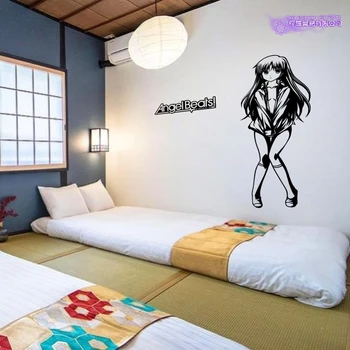 Melek Beats Duvar Çıkartması Tachibana Kanade Nakamura Yuri Vinil duvar çıkartmaları Çıkartması Dekor Ev Dekorasyon Anime Araba Sticker