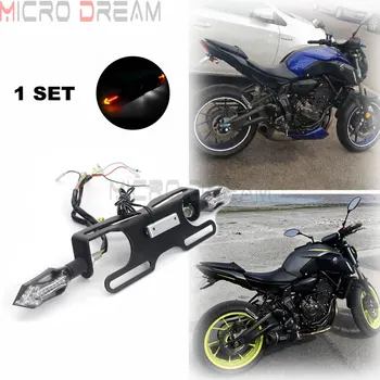 Motosiklet Kuyruk LED plaka Tutucu Braketi Çamurluk Eliminator Kiti w / Dönüş sinyal ışığı Yamaha MT FZ Kawasaki Evrensel